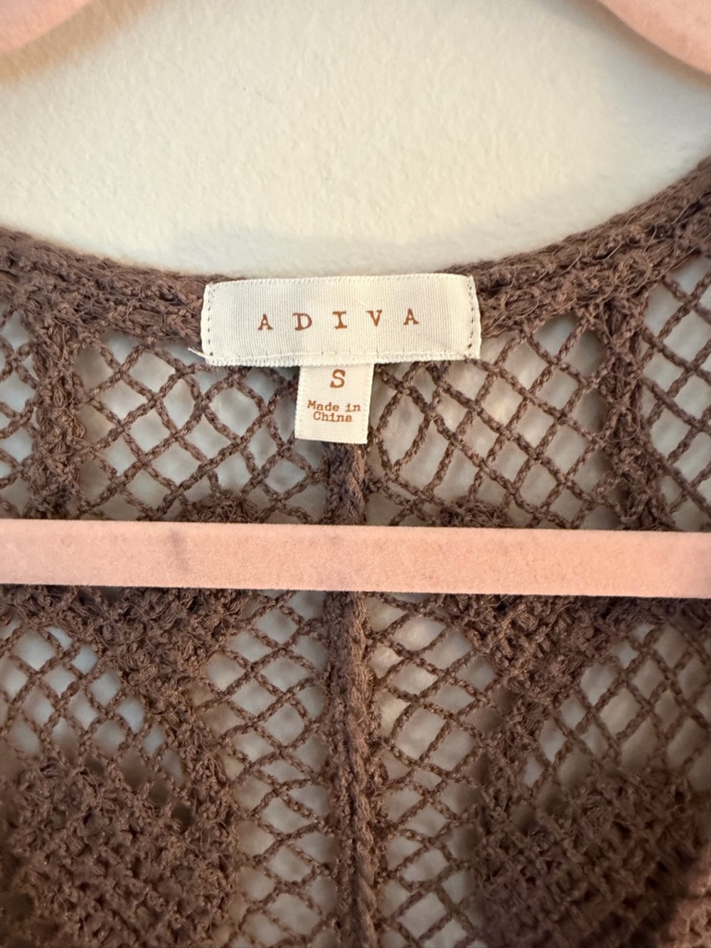 Adiva Open-Weave Crochet Vest in Brown - Picture 2 of 6